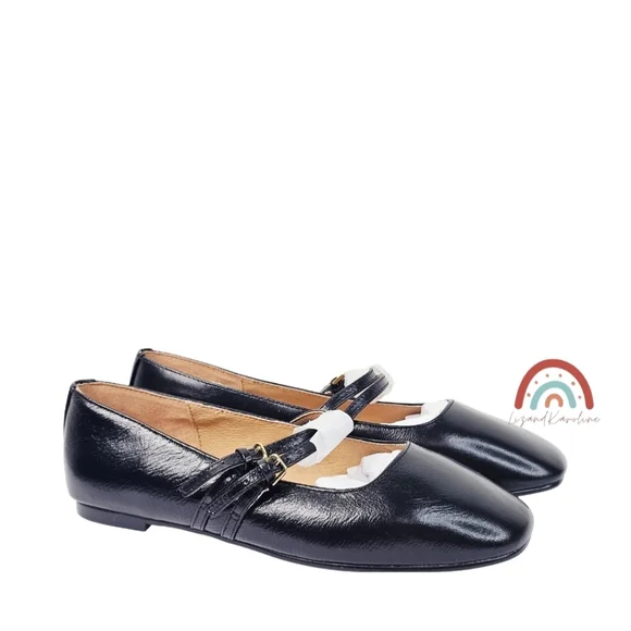 New! Madewell The Greta Double-Strap Ballet Flat in Leather True Black 6.5 - Picture 4 of 13